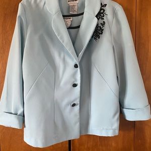 Light blue 2 piece set jacket and sleeveless top.   Size 14